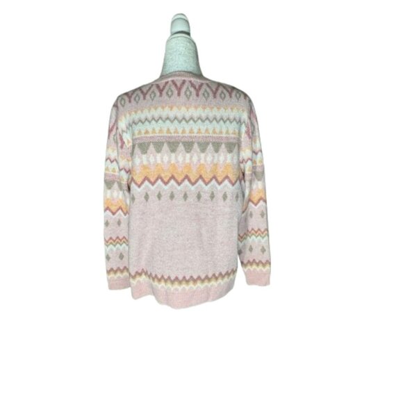 NWT Alfred Dunner Women's Large Telluride Fairisle Sweater w/ Floral Embroidery - Picture 2 of 8